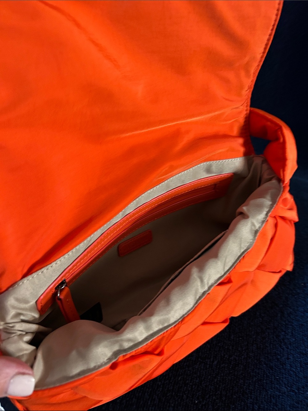 Jason Wu Dylan Orange Shoulder Bag w Woven Nylon Design & Knotted Handle - Picture 5 of 8